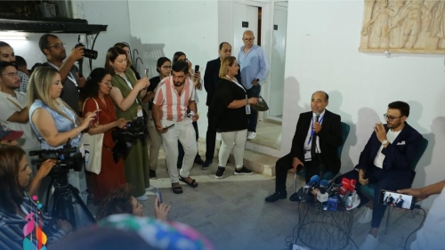 The Press Conference of Artist Saber Rebai After the Opening Ceremony