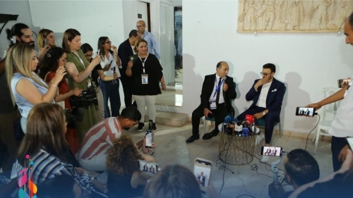 The Press Conference of Artist Saber Rebai After the Opening Ceremony